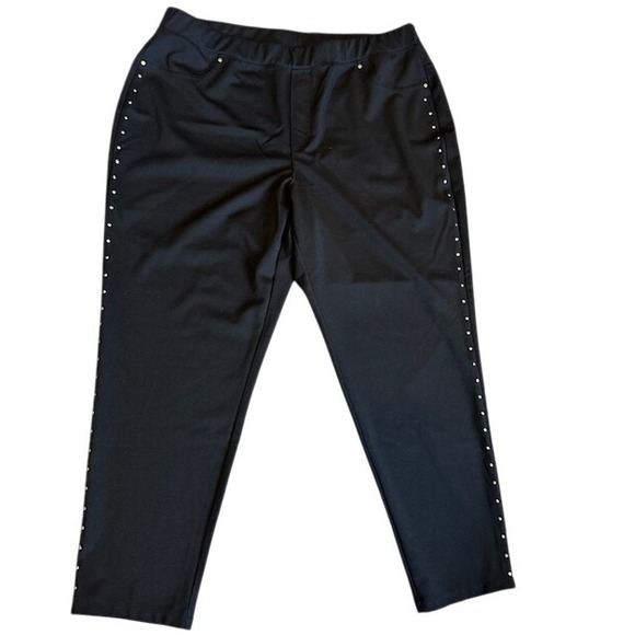 Ruby Rd. Pants - Ruby Rd Women's‎ Black Pull On Embellished Legging Ankle Pants 2X